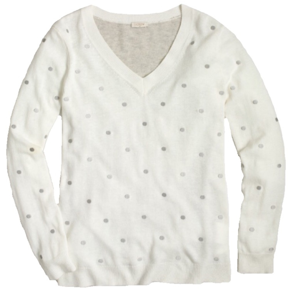 JCrew Factory Embroidered Polka Dot Sweater